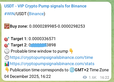Binance trading signal proof for WIN pump, 06 December 2025, 12:04 Binance trading signal proof for WIN pump, 06 December 2025, 12:04