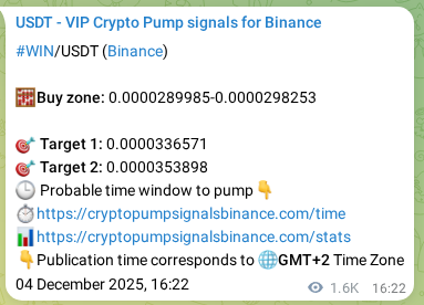 Signal verification: Confirm WIN pump on Binance at 06 December 2025, 12:08 Signal verification: WIN pump on Binance at 06 December 2025, 12:08