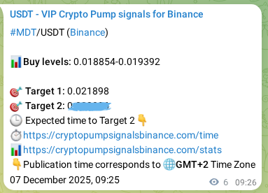 View the proof of MDT pump signal on Binance at 07 December 2025, 09:35 Proof of MDT pump signal on Binance at 07 December 2025, 09:35