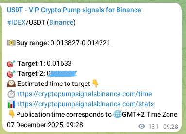 Binance trading signal proof for IDEX pump, 07 December 2025, 14:28 Binance trading signal proof for IDEX pump, 07 December 2025, 14:28