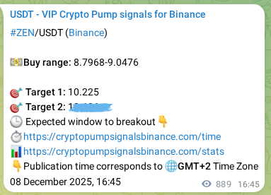 Trading signal proof: ZEN pump from Binance, 09 December 2025, 17:26 Trading signal proof: ZEN pump from Binance, 09 December 2025, 17:26
