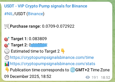 Crypto pump signal proof: Verify NIL on Binance, 10 December 2025, 00:09 Crypto pump signal proof: NIL on Binance, 10 December 2025, 00:09