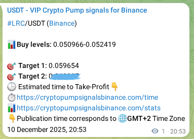 Crypto trading signal proof: LRC pump on Binance, 10 December 2025, 20:56 Crypto trading signal proof: LRC pump on Binance, 10 December 2025, 20:56