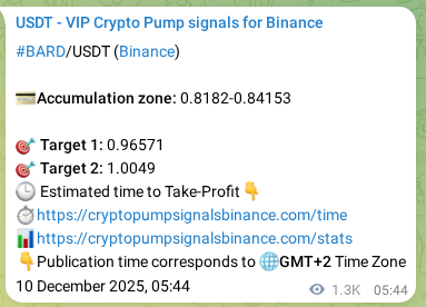 Binance trading signal proof for BARD pump, 11 December 2025, 18:51