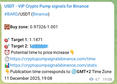 Signal verification: BARD pump on Binance at 11 December 2025, 20:51