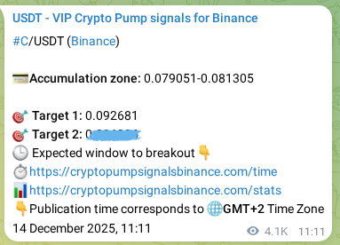 C pump signal verification from Binance, timestamp: 19 December 2025, 09:43