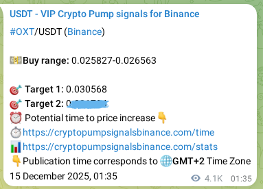 OXT pump signal verification from Binance, timestamp: 20 December 2025, 10:25