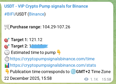 Binance exchange signal proof for BIFI, 23 December 2025, 21:15