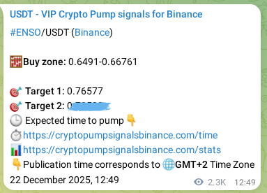 Proof of ENSO pump signal on Binance at 25 December 2025, 03:20