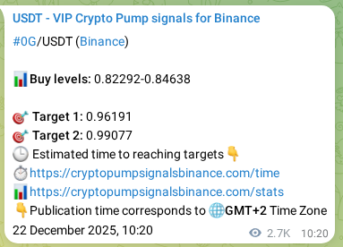 Verification image for 0G pump signal on Binance at 25 December 2025, 13:39