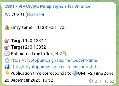 Binance exchange signal proof for AT, 26 December 2025, 16:26