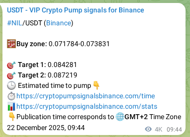 Proof of NIL pump signal on Binance at 27 December 2025, 01:20