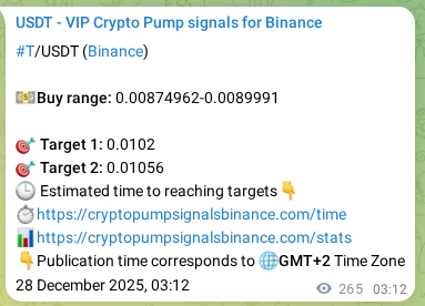 T pump signal verification from Binance, timestamp: 28 December 2025, 10:33