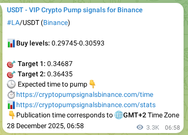 LA pump signal verification from Binance, timestamp: 01 January 2026, 02:08