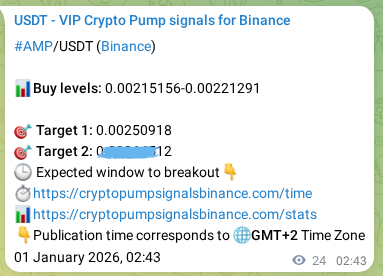 Binance pump signal proof for AMP on 01 January 2026, 03:23