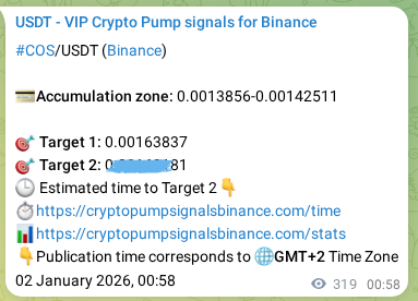 COS pump signal verification from Binance, timestamp: 02 January 2026, 09:48