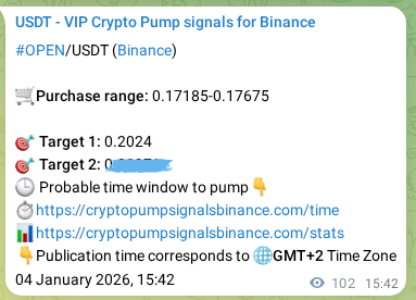 Crypto trading signal proof: BROCCOLI714 pump on Binance, 04 January 2026, 18:09