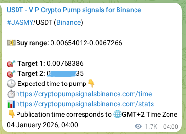 Signal verification: JASMY pump on Binance at 06 January 2026, 04:29