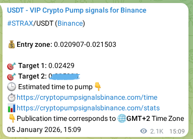 STRAX pump signal verification from Binance, timestamp: 08 January 2026, 02:01