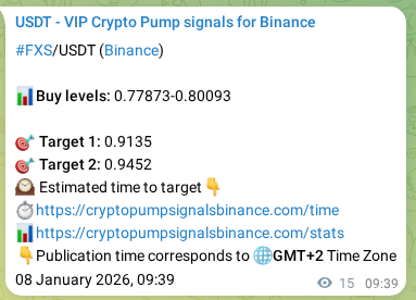 Real-time proof of FXS pump signal on Binance, 08 January 2026, 10:02