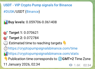 Real-time proof of DUSK pump signal on Binance, 12 January 2026, 23:57 Real-time proof of DUSK pump signal on Binance, 12 January 2026, 23:57