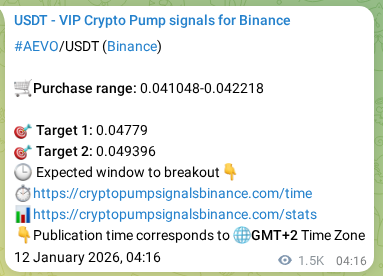 AEVO pump verification image from Binance, 13 January 2026, 21:27