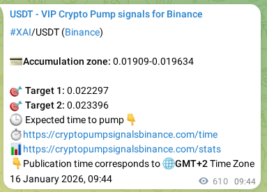 XAI pump signal verification from Binance, timestamp: 17 January 2026, 02:22