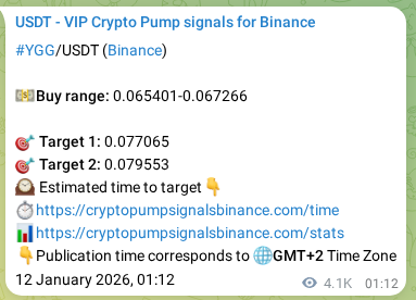 YGG pump signal confirmation from Binance, timestamp: 17 January 2026, 14:38