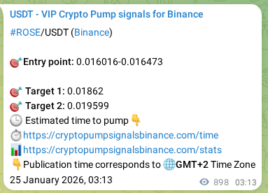 Proof of ROSE pump signal on Binance at 26 January 2026, 03:42