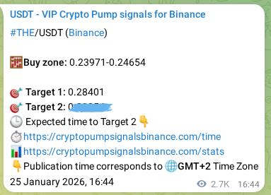 Real-time proof of THE pump signal on Binance, 28 January 2026, 20:03