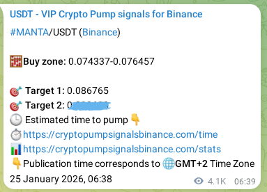 Crypto market signal proof: MANTA pump on Binance, 30 January 2026, 20:19