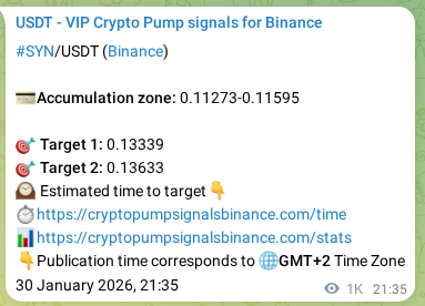 SYN pump signal verification from Binance, timestamp: 01 February 2026, 01:30