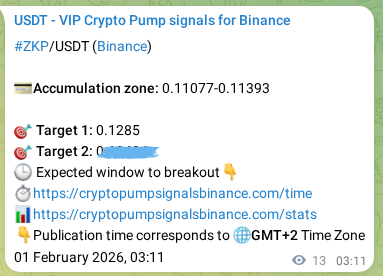 Binance pump signal proof for ZKP on 01 February 2026, 03:12