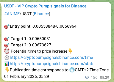 Signal proof for ANIME pump on Binance at 01 February 2026, 09:04