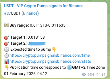 Technical authentication: D signal execution proof on Binance, 01 February 2026, 22:01