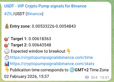 Binance trading signal proof for ZIL pump, 03 February 2026, 05:03