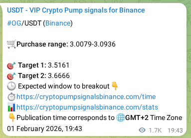 Binance exchange signal proof for OG, 03 February 2026, 18:18