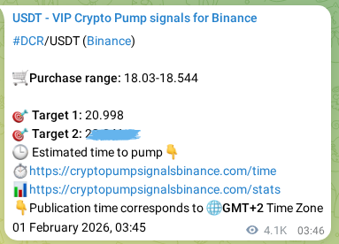 Proof of DCR pump signal on Binance at 06 February 2026, 03:44