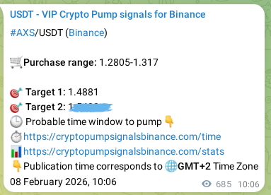 AXS pump signal verification from Binance, timestamp: 09 February 2026, 05:07