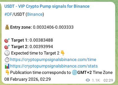 Crypto market signal proof: DF pump on Binance, 09 February 2026, 09:43