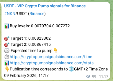Crypto signal proof: NKN pump on Binance, 09 February 2026, 13:07