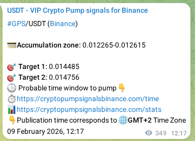 Binance pump signal confirmation for GPS at 09 February 2026, 21:44