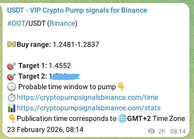 Real-time proof of DOT pump signal on Binance, 25 February 2026, 15:07 Real-time proof of DOT pump signal on Binance, 25 February 2026, 15:07