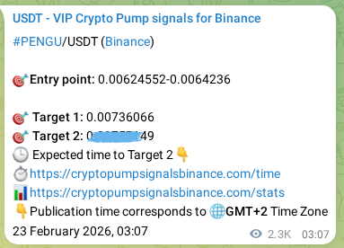 Confirm the trading signal for PENGU pump on Binance at 25 February 2026, 19:02 Trading signal confirmation: PENGU pump on Binance at 25 February 2026, 19:02
