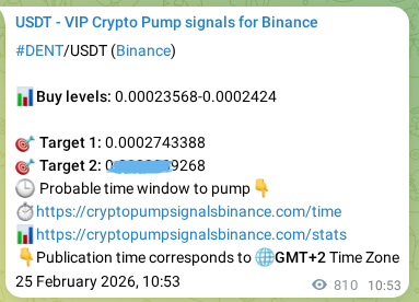Binance exchange signal proof for DENT, 26 February 2026, 09:05