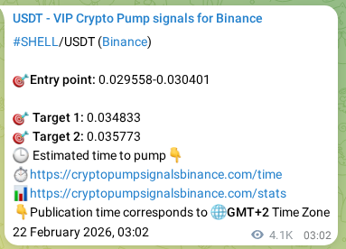Binance pump signal confirmation for SHELL at 26 February 2026, 21:41