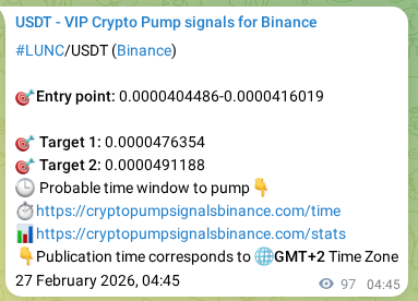 Signal verification: LUNC pump on Binance at 27 February 2026, 07:12