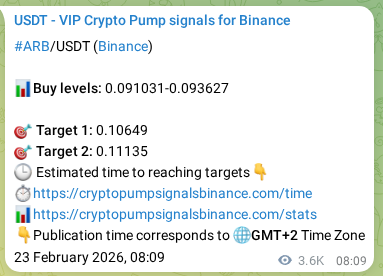 Binance exchange signal proof for ARB, 27 February 2026, 10:48