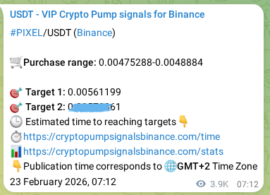 Binance signal verification for PIXEL pump, 27 February 2026, 20:18