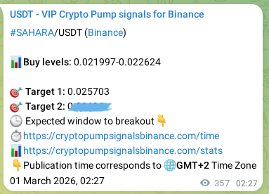 Binance trading signal proof for SAHARA pump, 01 March 2026, 12:20 Binance trading signal proof for SAHARA pump, 01 March 2026, 12:20